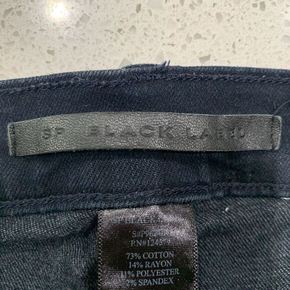 SP Black Label Sz 31 Jeans Distressed Holes Relaxed High Rise Dark Denim Women’s - Picture 2 of 11